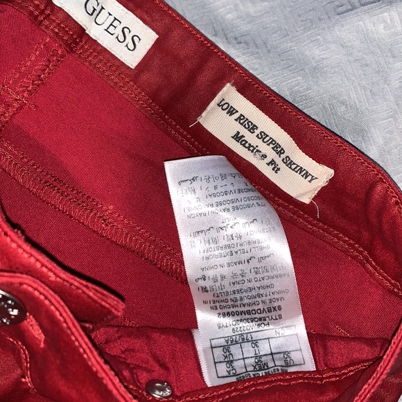 Guess red skinny stretch pants sz 30 - Picture 5 of 9